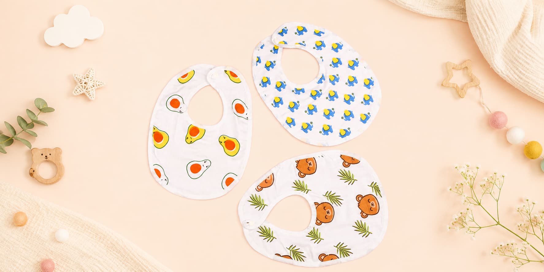 muslin cotton baby bib set