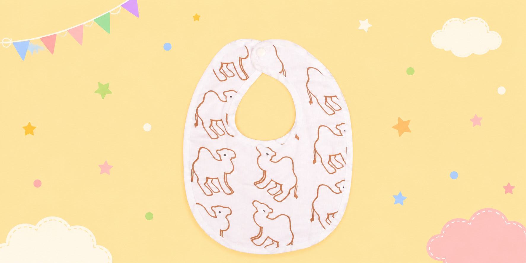 camel motif muslin baby bib