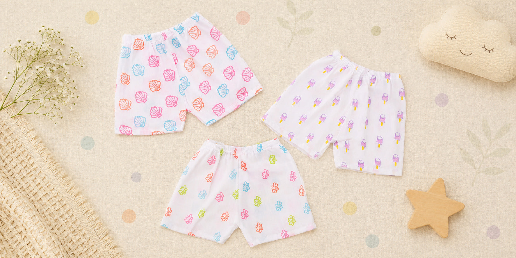 cotton baby shorts 3 in 1