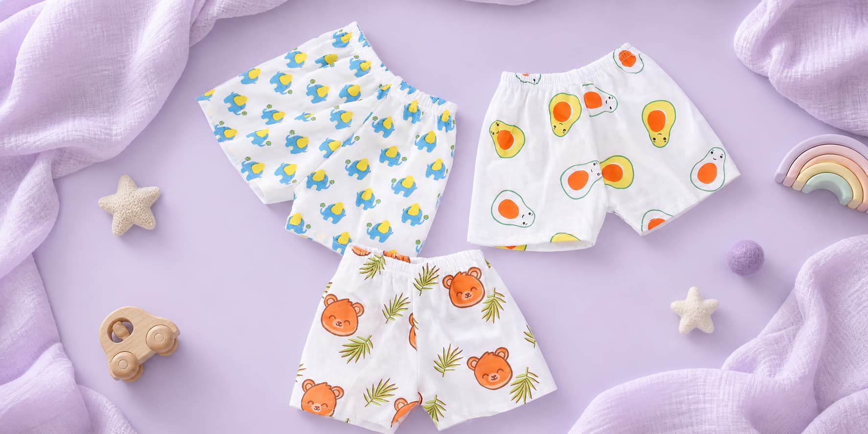 elephant summer shorts muslin