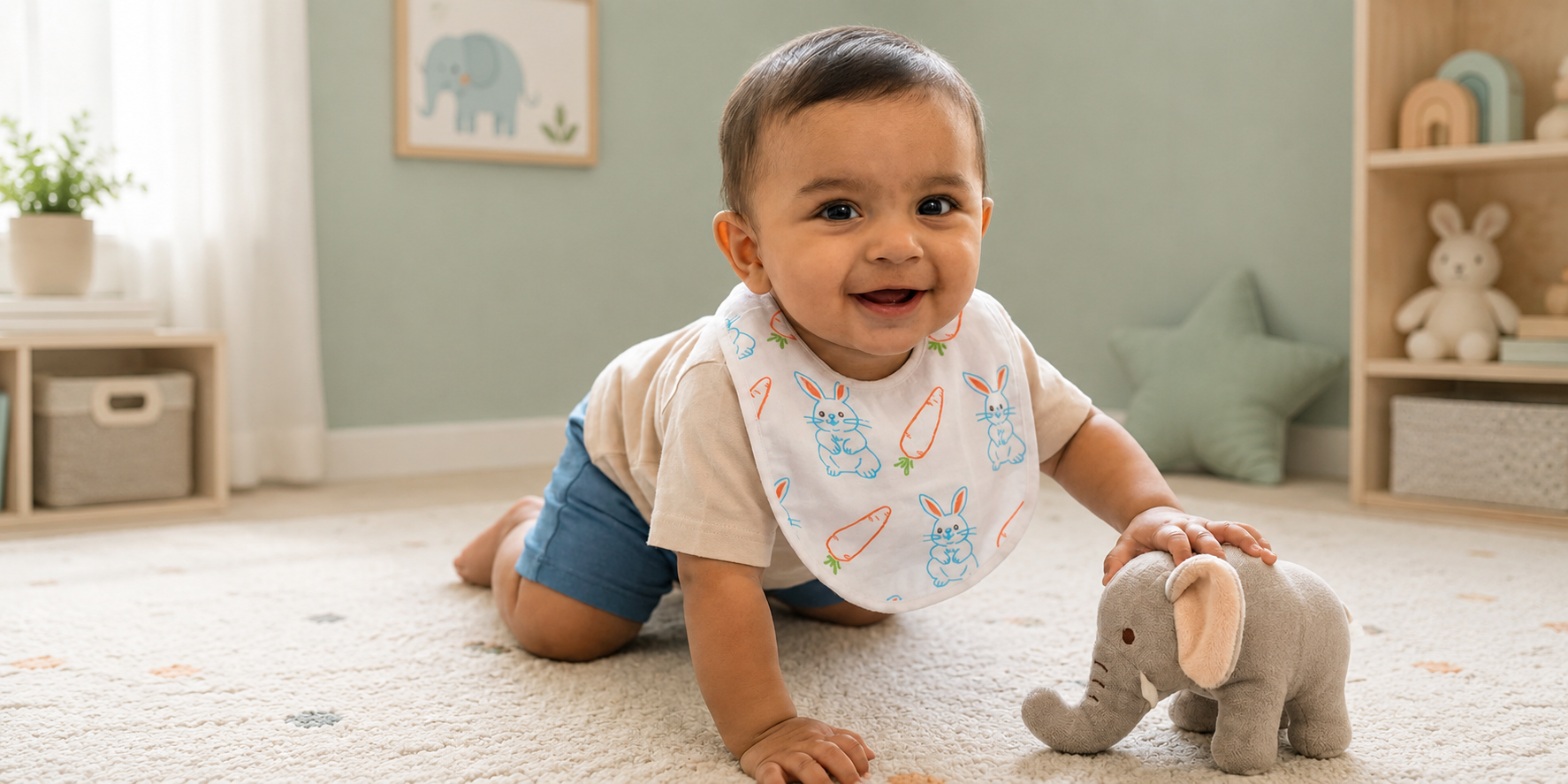 infant feeding bib with print