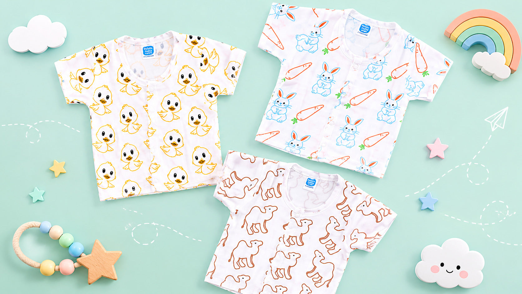 printed baby sleeved vest cotton