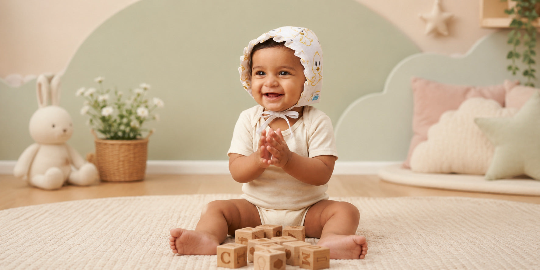 printed cotton caps for newborn