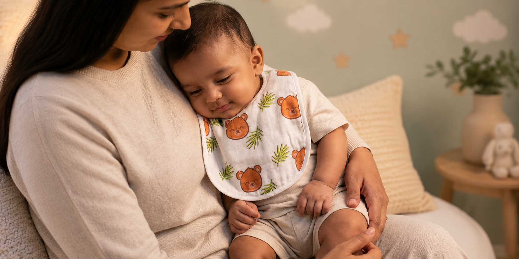 printed muslin feeding bibs
