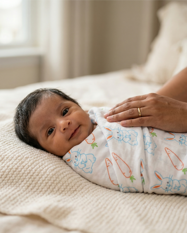 Soft Cotton Muslin Baby Swaddle | Lightweight & Breathable for Newborns