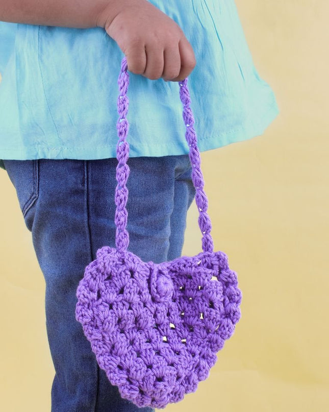 Handmade Crochet Heart Bag for Girls | Trendy & Cute Accessory in Purple and Red