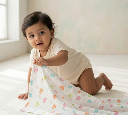 Set of 3 Soft Cotton Muslin Baby Swaddles | Lightweight, Breathable & Gentle Wraps