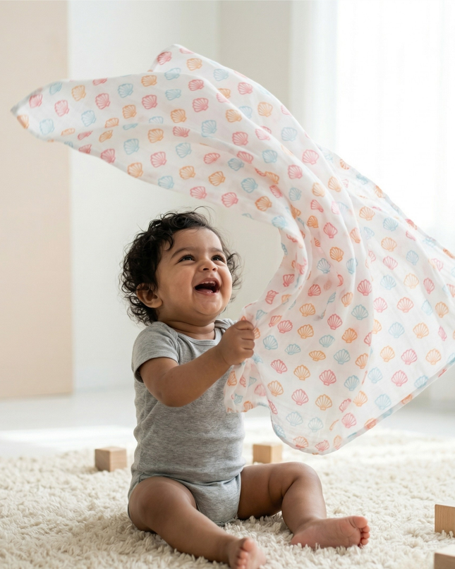 Set of 3 Soft Cotton Muslin Baby Swaddles | Lightweight, Breathable & Gentle Wraps