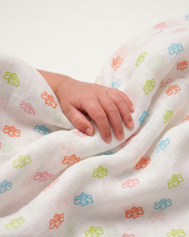 Set of 3 Soft Cotton Muslin Baby Swaddles | Lightweight, Breathable & Gentle Wraps