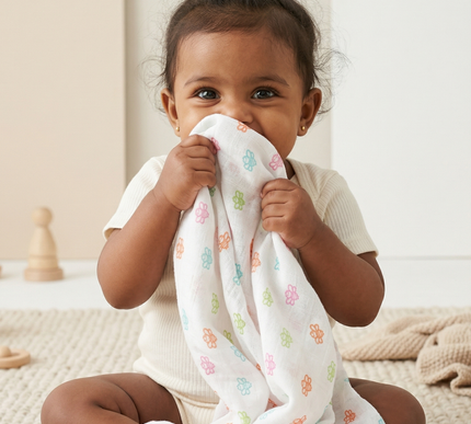 Set of 3 Soft Cotton Muslin Baby Swaddles | Lightweight, Breathable & Gentle Wraps