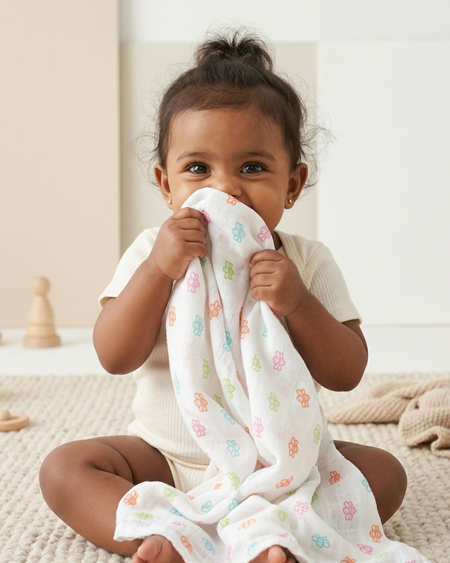 Set of 3 Soft Cotton Muslin Baby Swaddles | Lightweight, Breathable & Gentle Wraps