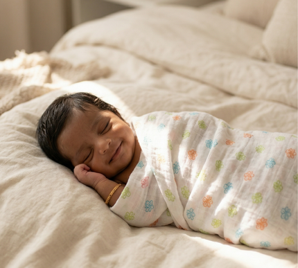 Soft Cotton Muslin Baby Swaddle | Lightweight & Breathable for Newborns