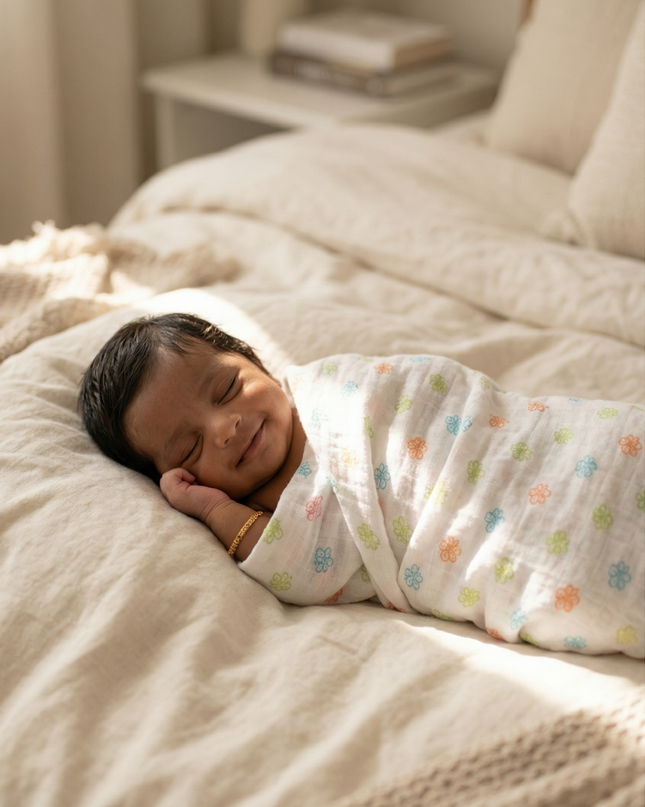 Soft Cotton Muslin Baby Swaddle | Lightweight & Breathable for Newborns