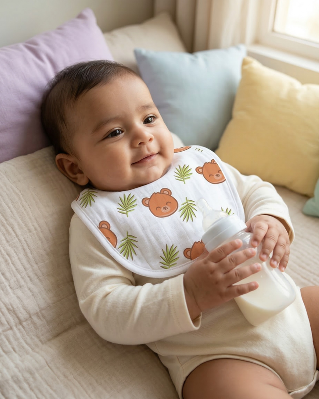 Playful Prints Muslin Baby Bib – Soft & Absorbent Cotton Bib for Boys and Girls