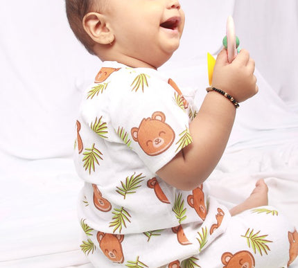 Soft Muslin Cotton Baby Jhabla | Half Sleeve Front-Open Infant Jhabla