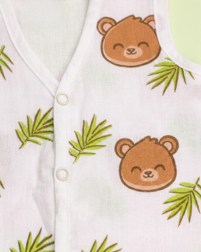 Soft Muslin Cotton Sleeveless Baby Jhabla | Front-Open Infant Jhabla