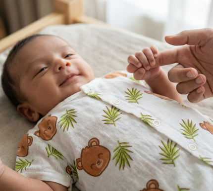 Soft Muslin Cotton Baby Jhabla | Half Sleeve Front-Open Infant Jhabla