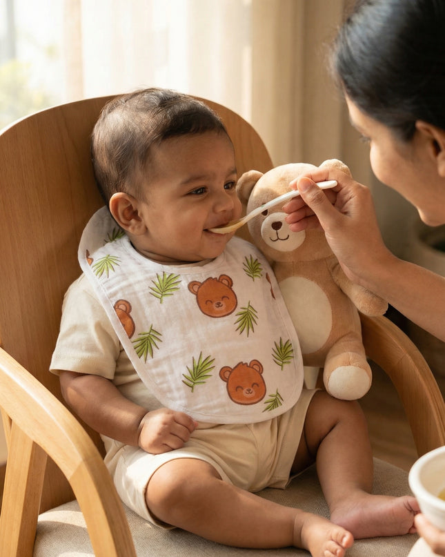 Playful Prints Muslin Baby Bib – Soft & Absorbent Cotton Bib for Boys and Girls