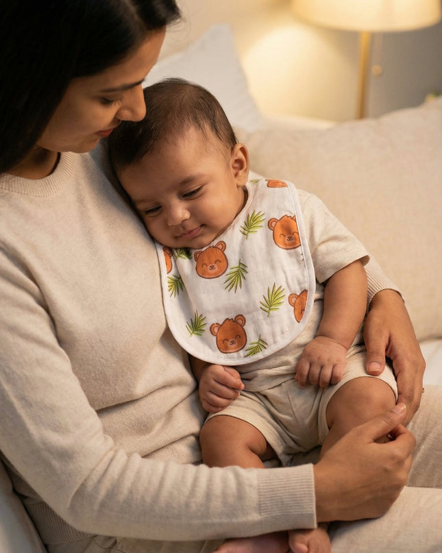 Playful Prints Muslin Baby Bib – Soft & Absorbent Cotton Bib for Boys and Girls