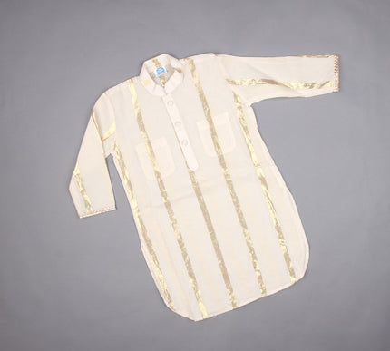 Divit Beige Kurta Set with Red Pajama | Boys Ethnic Wear