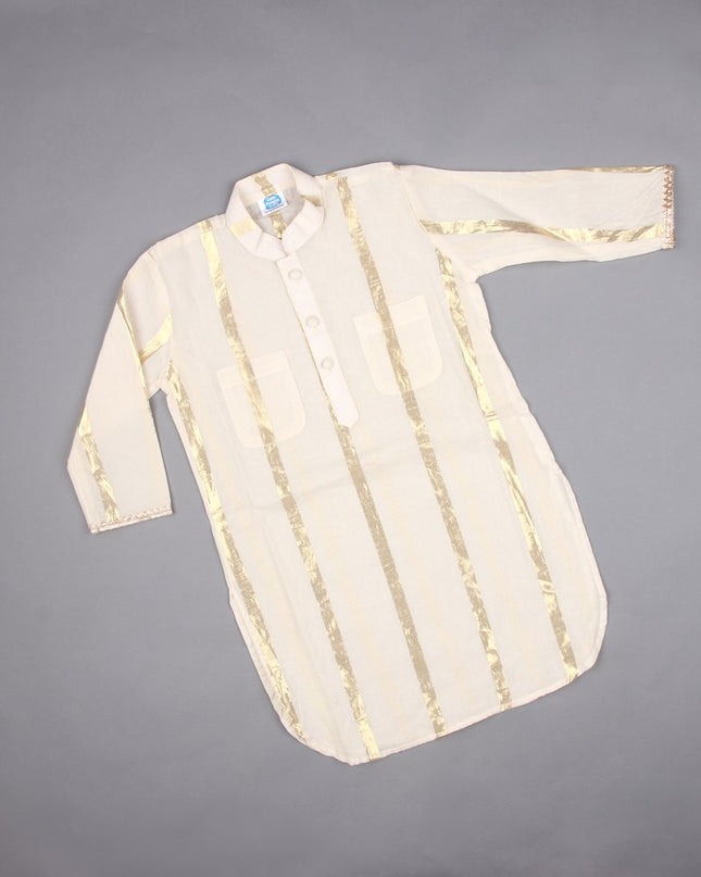 Divit Beige Kurta Set with Red Pajama | Boys Ethnic Wear