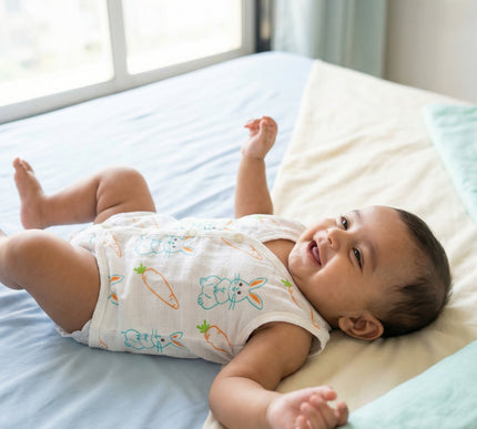 Soft Muslin Cotton Sleeveless Baby Jhablas | Camel, Bunny & Carrot and Duck Prints | Set of 3