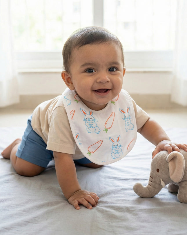 Playful Prints Muslin Baby Bib – Soft & Absorbent Cotton Bib for Boys and Girls