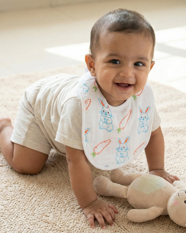 Playful Prints Muslin Baby Bib – Soft & Absorbent Cotton Bib for Boys and Girls