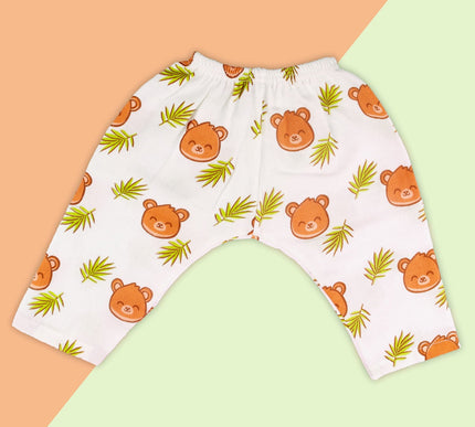 Muslin Cotton Baby Full Pants Set of 3 | Avocado, Elephant & Bear and Leaf Prints | Lightweight & Breathable