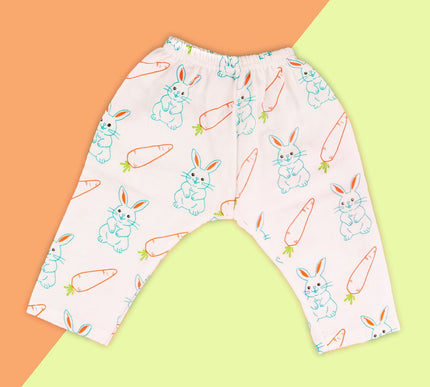 Muslin Cotton Baby Full Pants Set of 3 | Camel, Bunny & Carrot and Duck Prints | Lightweight & Breathable