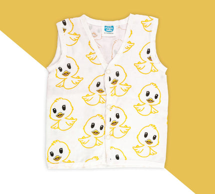 Soft Muslin Cotton Sleeveless Baby Jhablas | Camel, Bunny & Carrot and Duck Prints | Set of 3