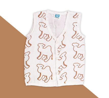Soft Muslin Cotton Sleeveless Baby Jhabla | Front-Open Infant Jhabla