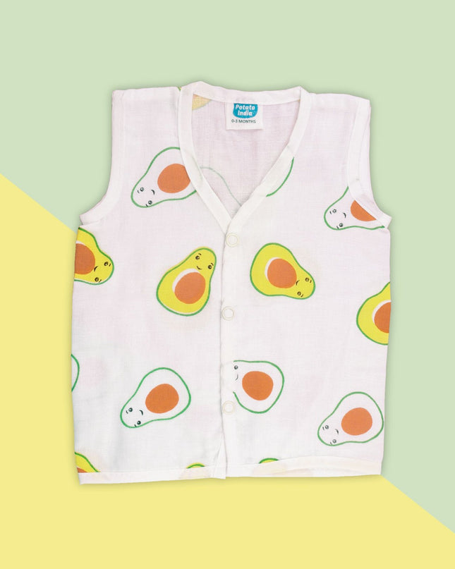 Soft Muslin Cotton Sleeveless Baby Jhabla | Front-Open Infant Jhabla