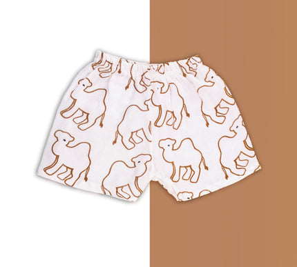 Muslin Cotton Baby Shorts Set of 3 | Camel, Duck & Bunny and Carrot Prints | Lightweight & Breathable