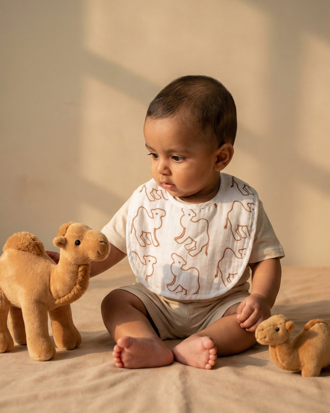 Playful Prints Muslin Baby Bib – Soft & Absorbent Cotton Bib for Boys and Girls