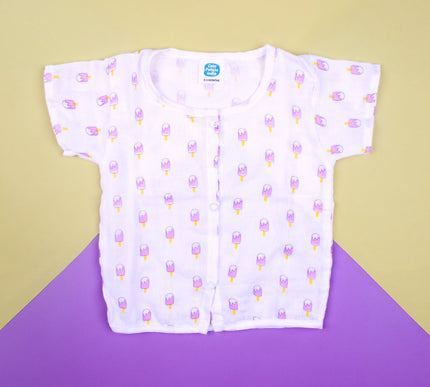 Soft Muslin Cotton Baby Jhabla | Half Sleeve Front-Open Infant Jhabla