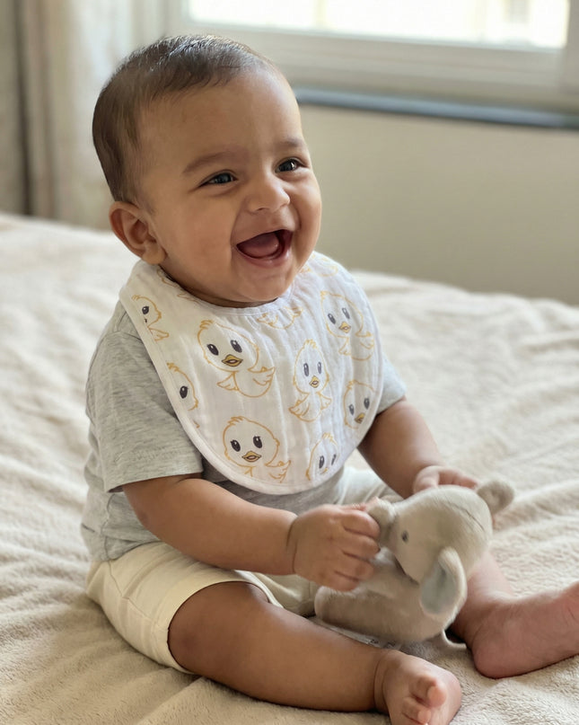 Playful Prints Muslin Baby Bib – Soft & Absorbent Cotton Bib for Boys and Girls