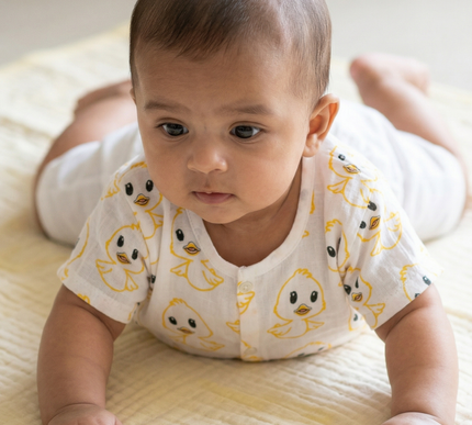 Soft Muslin Cotton Baby Jhabla | Half Sleeve Front-Open Infant Jhabla