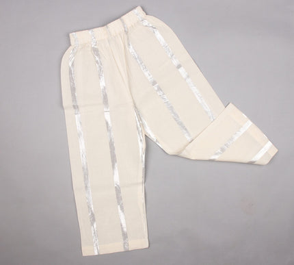 Sharvil Striped Kurta Set with Beige Pajama | Boys Ethnic Wear