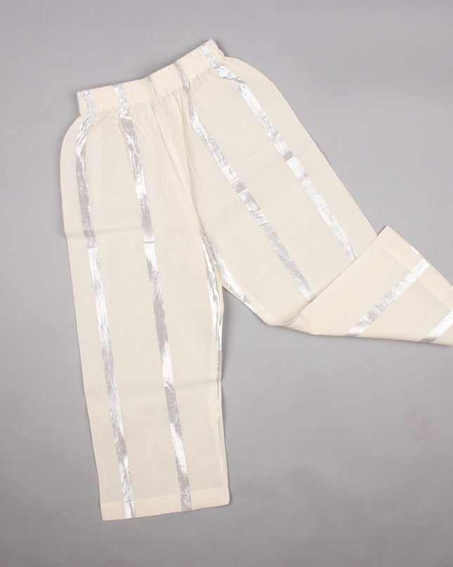 Sharvil Striped Kurta Set with Beige Pajama | Boys Ethnic Wear