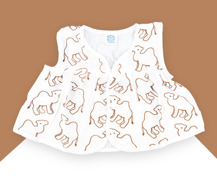 Soft Muslin Flared Frock for Baby Girls | Front Button Sleeveless Dress | Breathable & Comfortable