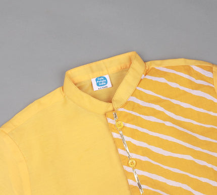 Haridra Yellow Striped Kurta Set with Pajama | Boys Ethnic Wear