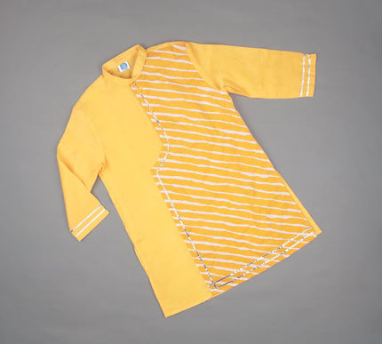Haridra Yellow Striped Kurta Set with Pajama | Boys Ethnic Wear