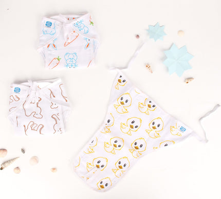 Soft & Breathable Baby Langots | Rabbit, Camel & Duckie Prints | Set of 3