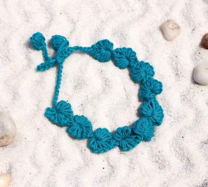 Handmade Cotton Crochet Necklace for Girls | Blue | Handcrafted Accessory