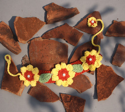 Red and Yellow Flower Crochet Necklace for Girls | Handcrafted Accessory