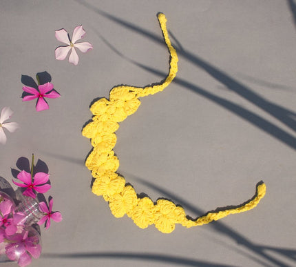 Bright Yellow Handmade Cotton Crochet Necklace for Girls | Handcrafted Accessory