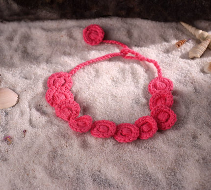 Stylish Pink Handmade Crochet Necklace for Girls | Handcrafted Accessory