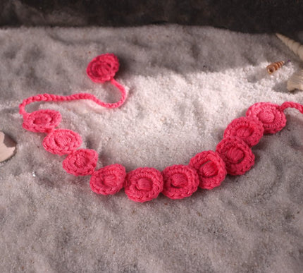 Stylish Pink Handmade Crochet Necklace for Girls | Handcrafted Accessory