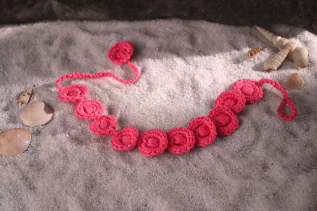 Stylish Pink Handmade Crochet Necklace for Girls | Handcrafted Accessory
